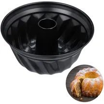 Relaxdays Gugelhupfform, Marmor- & Rührkuchen, antihaftbeschichtet, Ø 25 cm, Carbonstahl, runde Napfkuchenform, schwarz,