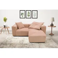 RAUM.ID Ecksofa Gerrid L-Form«, Cord, Modulsofa, bestehend aus 2 Eckelementen + 1 Hocker rosa