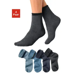 Kuschelsocken LAVANA, Damen, Gr. 39-42, blau (4x jeans meliert farben), Polyamid, Baumwolle, Elasthan, unifarben, elastisch, Socken, mit Innenfrottee