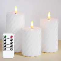 Mavandes Flammenlose LED-Kerzen mit Fernbedienung,Weiß batteriebetrieben flackernde Säule Pack von 3 echten Wachs Zeitsteuerung Kerzen (7,5x10,12,5,15cm)