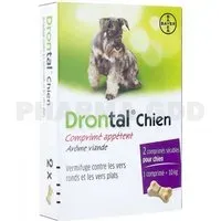 DRONTAL CHIEN - Comprimé sécable, antiparasitaire pour chien. boîte de 2 Comprimé(S)