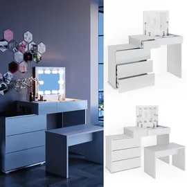 Vicco Schminktisch Lotos Weiß LED Beleuchtung und Bank