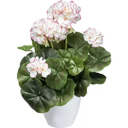 Kunstblume CREATIV GREEN "Geranienbusch", rosa (weiß, rosa), H:34cm Ø:20cm, Polyester, Kunstpflanzen