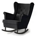 Beautysofa Schaukelsessel Fabio, mit Einbringung in die Wohnung (Holzbeine in Weiß, Buche oder Wenge Farbe) schwarz