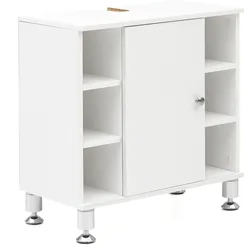 KADIMA DESIGN Moderner Badezimmer-Unterschrank, Chromfarbenfassung, großem Stauraum, justierbare Füße.