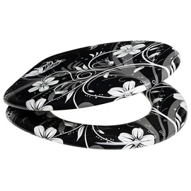 Sanilo WC-Sitz mit Absenkautomatik Motiv Blumen Schwarz