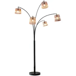 SalesFever Stehleuchte Five Fingers 213 cm | bewegliche Arme mit Leuchtkapseln | echter Marmorfuß | B 122 x T 38 x H 213 cm | kupfer