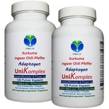 KURKUMA + INGWER + CHILI + PFEFFER - Piperin & Curcumin - UniKomplex - 240 (2x120) Pulver Kapseln - Natur pur - OHNE ZUSATZSTOFFE. 27040-2