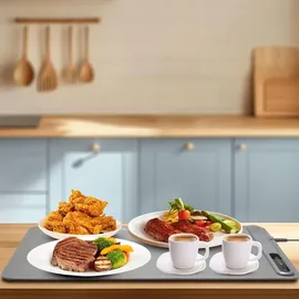 casativo Profi Silikon-Warmhalteplatte, 2er Set (250W) – Elektrischer Speisenwärmer mit 3 Stufen (55-100°C), Warmhaltematte mit LCD-Touch-Display, rollb...