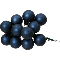 12 Weihnachtskugeln am Draht Glas 2cm mini Spiegelbeeren zum Basteln dunkelblau