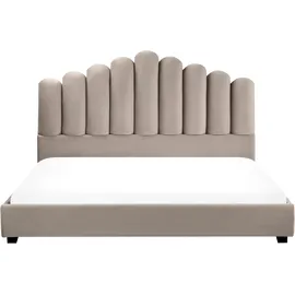 Beliani Vincennes Wasserbett Samtstoff 180 x 200 cm Taupe
