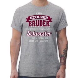 Shirtracer T-Shirt Ich bin stolzer Bruder Bruder grau S