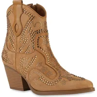 VAN HILL Damen Cowboy Boots in Hellbraun