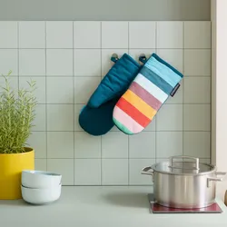 REMEMBER Ofenhandschuhe Set Nr. 2 - außen reine Baumwolle - Farbenfrohe Ofenhandschuhe