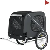 HAGO® Hundeanhänger Fahrrad Buggy Transportbox klappbar Stahl 40kg Schwarz Grau
