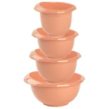 ENGELLAND Backschüsseln, Rührschüssel, Schneebesen, Topf, Salatschüssel, stapelbar, rutschfeste Silikonfüße, Einhandausguss, Kunststoff, 4er-Set, Farbe: Apricot