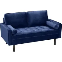 Vente-unique Sofa, 2-Sitzer - Samt - Dunkelblau - FLEUET