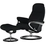 Stressless Relaxsessel Leder 79 x 103 x 73 cm Schwarz mit Hocker