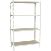 Proregal Schwerlastregal Stahl 150x100x40 cm Weiß 4 Fachböden