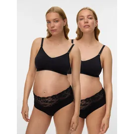 MAMA LICIOUS Bustier "MLILJA FEED ME BRA NF 2-P A. NOOS", Damen, Gr. M, N-Gr, schwarz pack:schwarz, Jersey, Obermaterial: 73% Nylon, 20% Polyamid, 7% Elasthan, unifarben, normal, BHs Bustier, mit abnehmbarem Träger