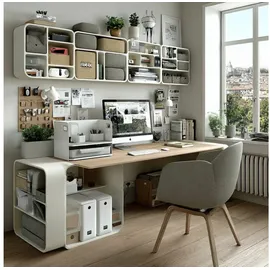 Ergo Office Schreibtisch-Organizer mit kabelloser Qi Aufladung Buchstütze Weiß