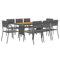 Garten-Essgruppe Poly Rattan V10 | vidaXL : Größe - 9-tlg.