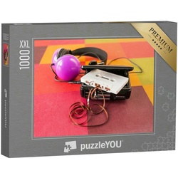 puzzleYOU Puzzle Puzzle 1000 Teile XXL „Walkman, Kopfhörer und Kassette“, 1000 Puzzleteile, puzzleYOU-Kollektionen Nostalgie