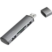 Logilink Cardreader Logilink USB 3.2 Hub 2-port grey (USB A), Dockingstation + USB Hub, Silber