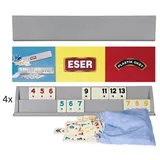 Eser Spielesammlung Okey, Rummikub, Melamin Steine, wahlweise Vollholz oder Kunststoffbretter grau