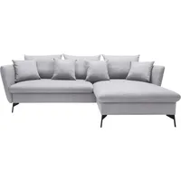 OTTO home Ecksofa LIVORNO,258 cm, L-Form, Schlaffunktion u. Bettkasten (139/224cm), Samt, Struktur, Webstoff grau