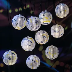 LED Solar Lichterkette 10 blaue Lampions Weltall für Garten Balkon Terrasse