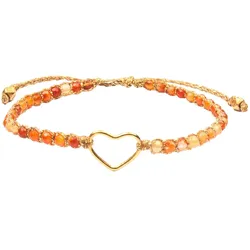 Samapura Karneol Brasilien Herz Armband | Gold Faden Armbänder & Armreife   Damen 