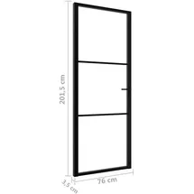 vidaXL Innentür ESG Glas und Aluminium rechts 76 x 201,5 cm schwarz