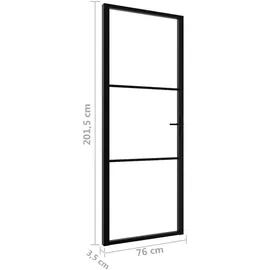vidaXL Innentür ESG Glas und Aluminium rechts 76 x 201,5 cm schwarz
