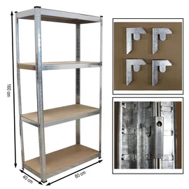 Baumarktplus Schwerlastregal 160x80x40 cm 2er Set Lagerregal Kellerregal Metallregal Garagenregal