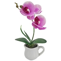 Kunstblume Kunstblume pink Orchidee im Topf Leilani Orchidee, NTK-Collection, Höhe 27 cm, Kunstpflanze Dekoration Rosen rosa