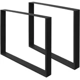 ECD Germany 2x Tischbeine aus Vierkantprofilen, 90 x 72 cm, Schwarz, pulverbeschichtete Stahl, Industriedesign, Metall 90x8x72 Esszimmer, Tische, Esstische, Tischsysteme