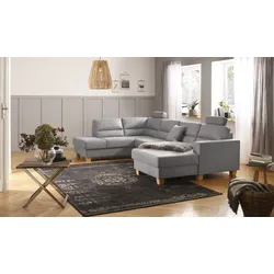 Wohnlandschaft HOME AFFAIRE "Navan, U-Form", silber, B:313cm H:100cm, Sofas, Wohnlandschaft, wahlweise mit Bettfunktion und Kopfstütze
