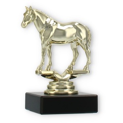 Pokal Kunststofffigur Quarter Horse gold auf schwarzem Marmorsockel 11,7cm