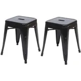 Mendler 2er-Set Hocker HWC-A73, Metallhocker Sitzhocker, Metall Industriedesign stapelbar ~ schwarz