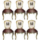 Casa Padrino Esszimmerstuhl Pompöös by Luxus Barock Esszimmerstühle Glitzerkrone & Engelsflügel Leopard / Weiß / Gold 50 x 60 x H.104 cm - Pompööse Barock Stühle designed by Harald Glööckler - 6 Esszimmerstühle