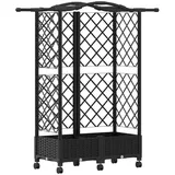 vidaXL Hochbeet mit Rankgitter und Dach 124 x 40 x 129 cm Schwarz