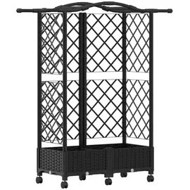 vidaXL Hochbeet mit Rankgitter und Dach 124 x 40 x 129 cm Schwarz