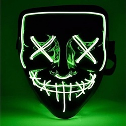 TK Gruppe Verkleidungsmaske LED Grusel Maske grün – wie aus Purge – Halloween Fasching Kostüm grün
