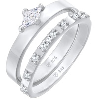 Elli Solitär Eternity Zirkonia Verlobung Set 925 Silber Ringe Damen