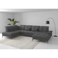 sit&more Wohnlandschaft SIT & MORE "Amica, U-Form, inkl. Sitztiefenverstellung und Armteilverstellung", grau, B:357cm H:90cm T:231cm, 90% Polyester, 10% Polyamid, Sofas, Wohnlandschaft, wahlweise mit Kopfteilverstellung, Bettfunktion und Bettkasten