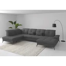 sit&more Wohnlandschaft SIT & MORE "Amica, U-Form, inkl. Sitztiefenverstellung und Armteilverstellung", grau, B:357cm H:90cm T:231cm, 90% Polyester, 10% Polyamid, Sofas, Wohnlandschaft, wahlweise mit Kopfteilverstellung, Bettfunktion und Bettkasten