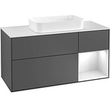 Villeroy & Boch Villeroy und Boch Finion Waschtischunterschrank F711PDPD 120x60,3x50,1cm, Regal rechts Black matt lacquer, Black matt lacquer