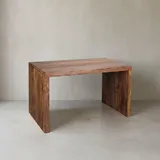 KADIMA DESIGN Schreibtisch TEKO: Massivholz Sheesham, Stauraum, abgerundete Ecken, stabil. Braun, 120x60x76 cm