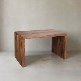 KADIMA DESIGN Schreibtisch TEKO: Massivholz Sheesham, Stauraum, abgerundete Ecken, stabil. Braun, 120x60x76 cm